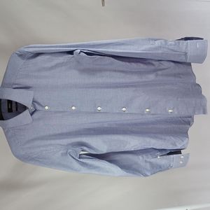 Men's Hugo Boss Jenno Blue and White Cheveon Long Sleeve Dress Shirt